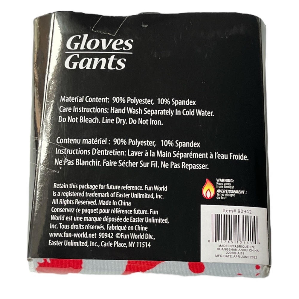 Fun World Bloody Gloves White Red One Size Fits Most - Picture 2 of 6